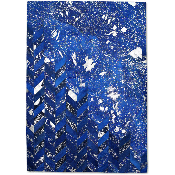 Modern Rugs Handmade Leather Blue/White/Black Rug Wayfair